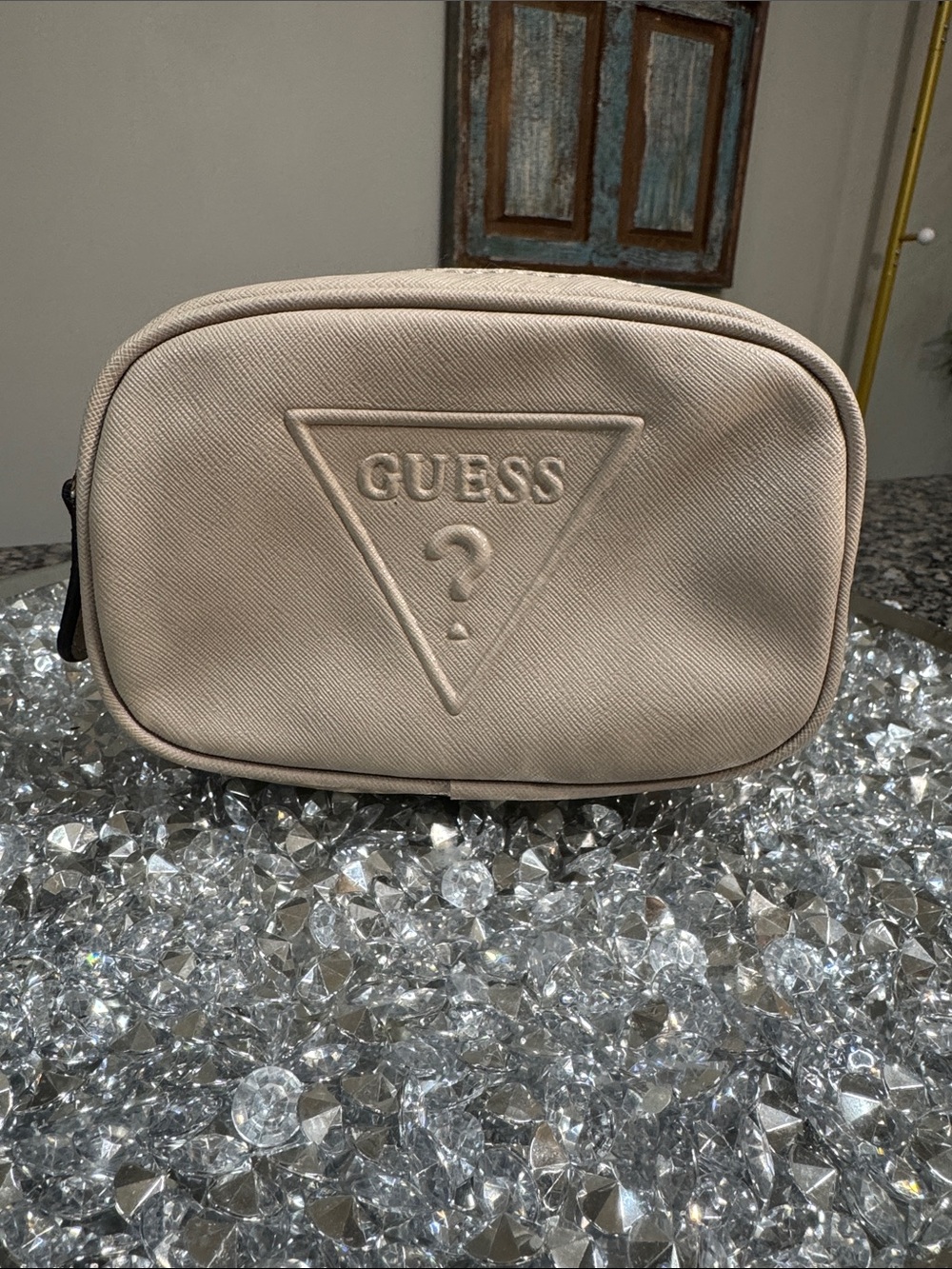 GUESS coated canvas Beige Mini Logo belt bag Pouch NWOT
